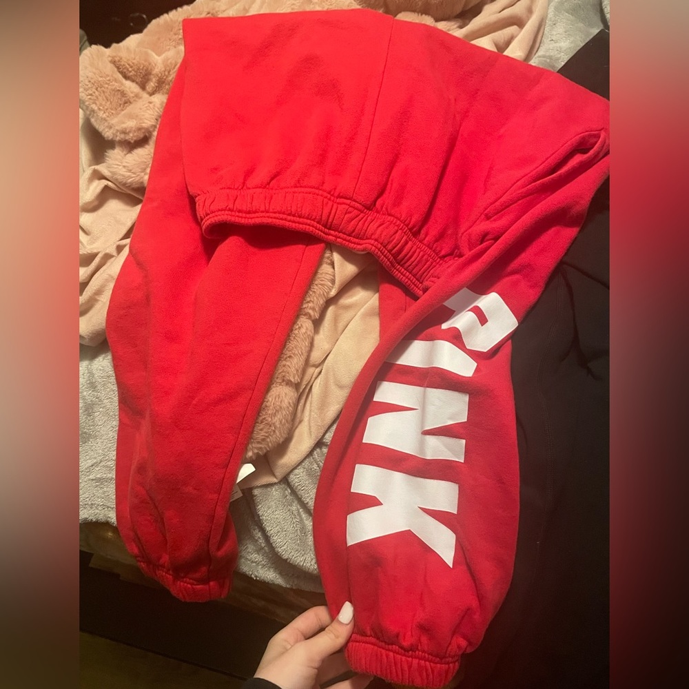 bright red joggers